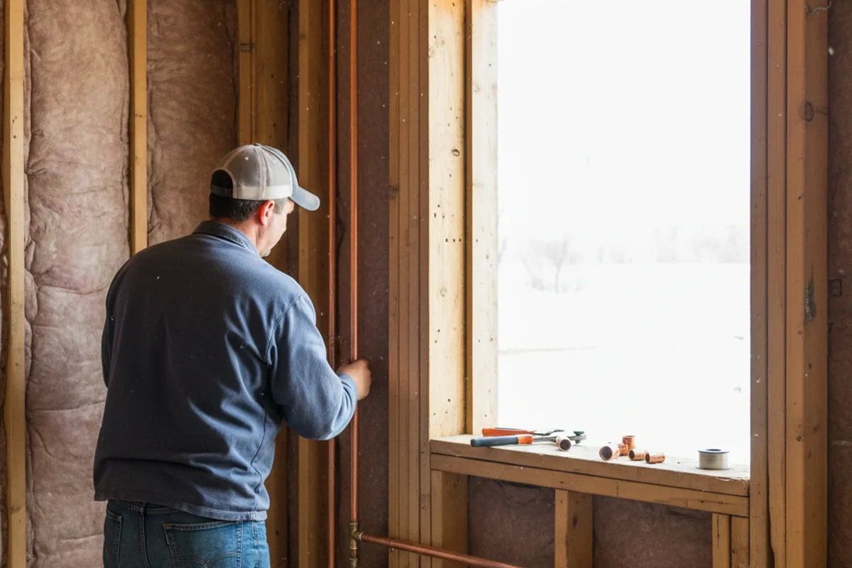 Licensed plumber running new copper supply lines in a Murfreesboro home